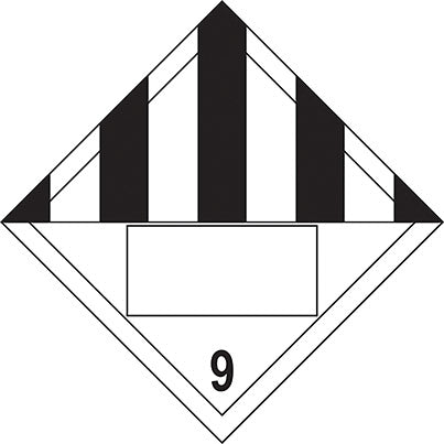 Self-Adhesive Vinyl Black/White Class 9 Dangerous Goods Label 250mm