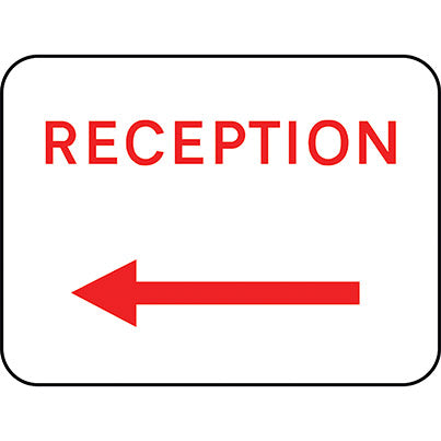 Dibond Rectangular "Reception" Right Road Sign