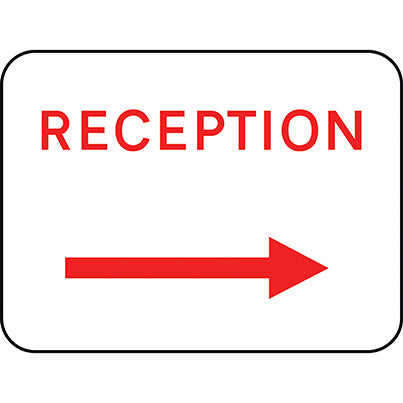 Dibond Rectangular "Reception" Right Road Sign