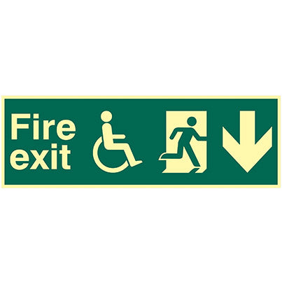 PVC Photoluminescent "Fire Exit"  Sign 450mm x 150mm