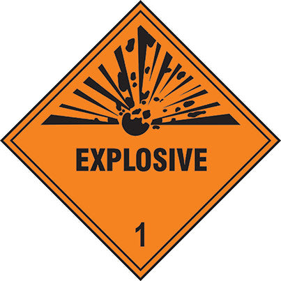 Self-Adhesive Vinyl "Explosive 1" Dangerous Goods Label (Pack of 10)