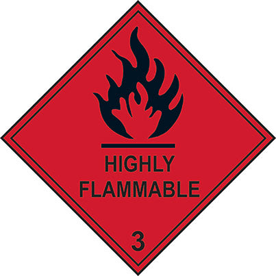 Self-Adhesive Vinyl "Flammable 3" Dangerous Goods Label (Pack of 10)