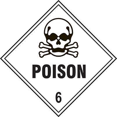 Self-Adhesive Vinyl "Poison 6" Dangerous Goods Label (Pack of 10)