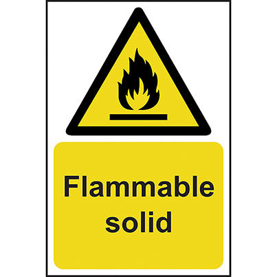 Self-Adhesive Vinyl "Flammable Solid" Sign 200mm x 300mm
