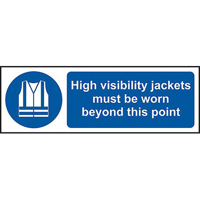 Self-Adhesive Vinyl "Hi-Vis Jackets Must Be Worn" Sign 300mm x 100mm