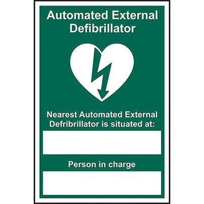 PVC "Nearest AED Is Situated At" Sign 200mm x 300mm