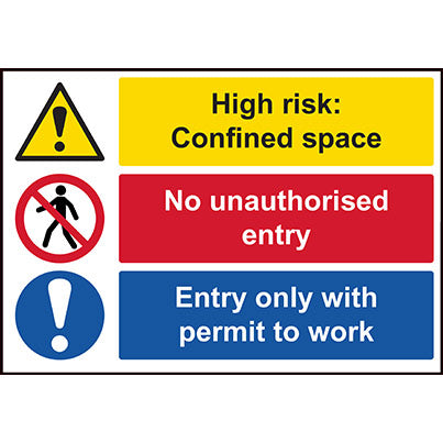 PVC "High Risk: Confined Space..." Information Sign 600mm x 400mm