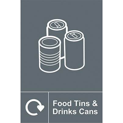 PVC "Food Tins & Drink Cans" Recycling Sign 200mm x 300mm