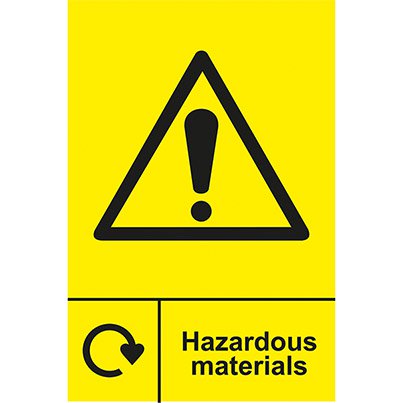 PVC "Hazardous Materials" Recycling Sign 150mm x 200mm