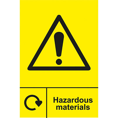 PVC "Hazardous Materials" Recycling Sign 200mm x 300mm
