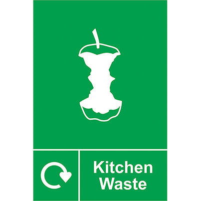 Self-Adhesive Vinyl "Kitchen Waste" Recycling Sign