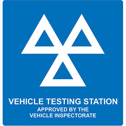 PVC "Vehicle Testing Station" Sign 600mm x 625mm