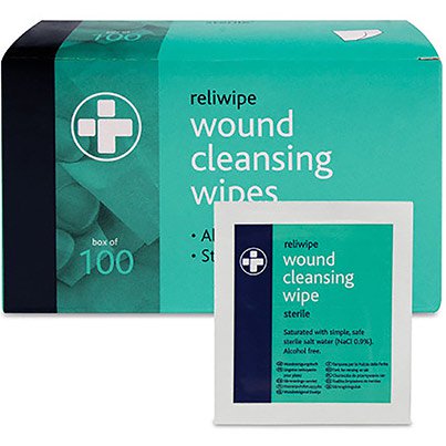 Reliwipe Sterile Alcohol-Free Wound Cleansing Wipes (Pack of 100)