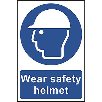Self-Adhesive PVC "Wear Safety Helmet" Sign 200mm x 300mm