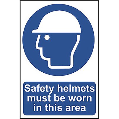 Self-Adhesive PVC "Safety Helmet Must…" Sign 200mm x 300mm