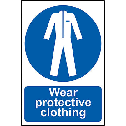Self-Adhesive PVC "Wear Protective Clothing" Sign 200mm x 300mm