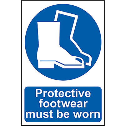 Self-Adhesive PVC "Protective Footwear..." Sign 200mm x 300mm
