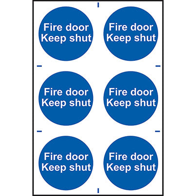 Self-Adhesive PVC "Fire Escape Keep Shut" Sign 100mm x 100mm (Pack of 6)