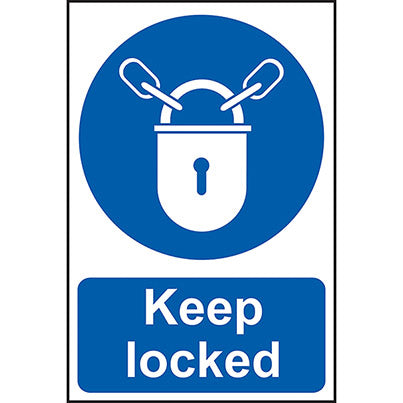Self-Adhesive PVC "Keep Locked" Sign 200mm x 300mm