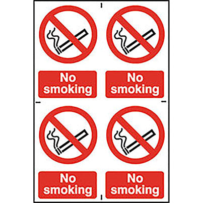 Self-Adhesive PVC "No Smoking" Sign 100mm x 150mm (Pack of 4)