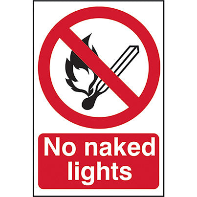 Self-Adhesive PVC "No Naked Lights" Sign 200mm x 300mm