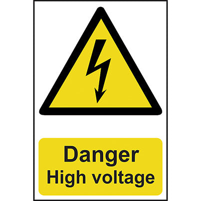 Self-Adhesive PVC "Danger High Voltage" Sign 200mm x 300mm