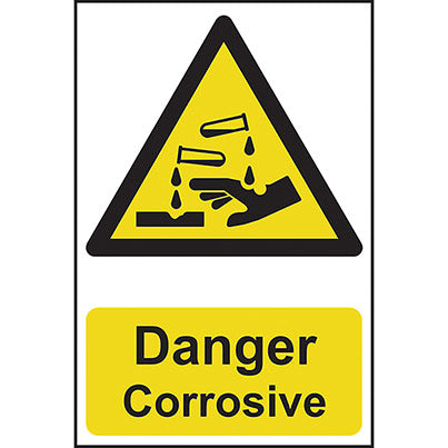 Self-Adhesive PVC "Danger Corrosive" Sign 200mm x 300mm
