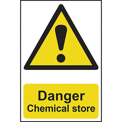 Self-Adhesive PVC "Danger Chemical Store" Sign 200mm x 300mm