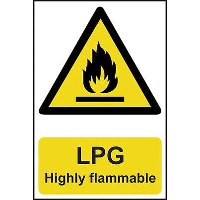 Self-Adhesive PVC "LPG Highly Flammable" Sign 200mm x 300mm