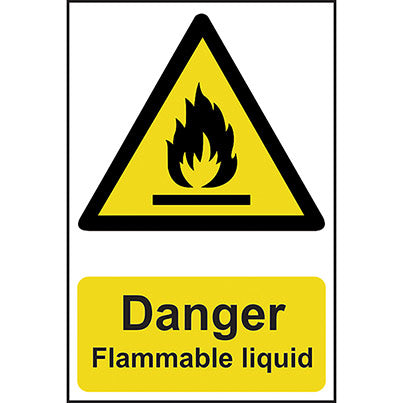 Self-Adhesive PVC "Danger Flammable Liquid" Sign 200mm x 300mm