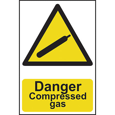 Self-Adhesive PVC "Danger Compressed Gas" Sign 200mm x 300mm