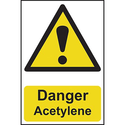 Self-Adhesive PVC "Danger Acetylene" Sign 200mm x 300mm