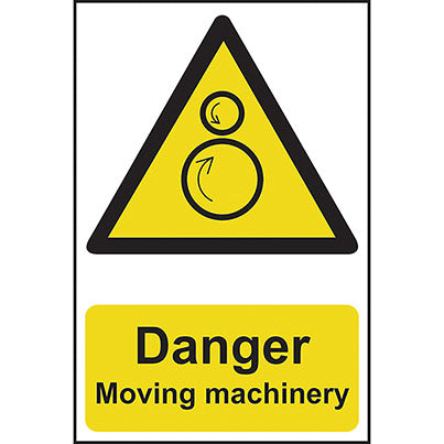 Self-Adhesive PVC "Danger Moving Machinery" Sign 200mm x 300mm