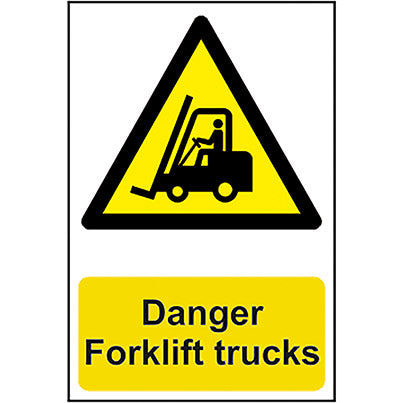 Self-Adhesive PVC "Danger Forklift Trucks" Sign 200mm x 300mm