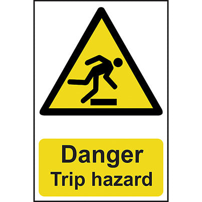 Self-Adhesive PVC "Danger Trip Hazard" Sign 200mm x 300mm