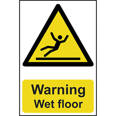 Self-Adhesive PVC "Warning Wet Floor" Sign 200mm x 300mm