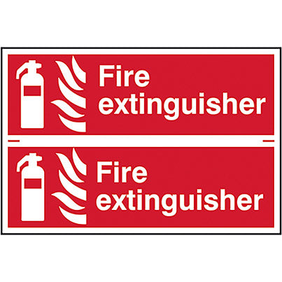 Self-Adhesive PVC "Fire Extinguisher" Sign 300mm x 100mm (Pack of 2)
