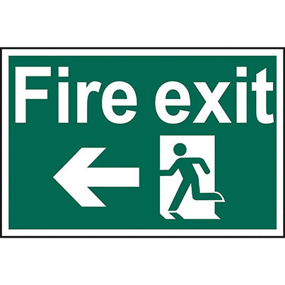 Self-Adhesive PVC "Fire Exit" Left Sign 300mm x 200mm