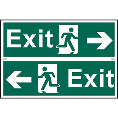 Self-Adhesive PVC "Exit" Arrow/Running Man Sign 300mm x 100mm (Pack of 2)