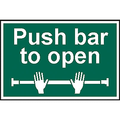 Self-Adhesive PVC "Push Bar To Open" Sign 300mm x 200mm