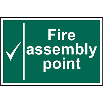 Self-Adhesive PVC "Fire Assembly Point" Sign 300mm x 200mm