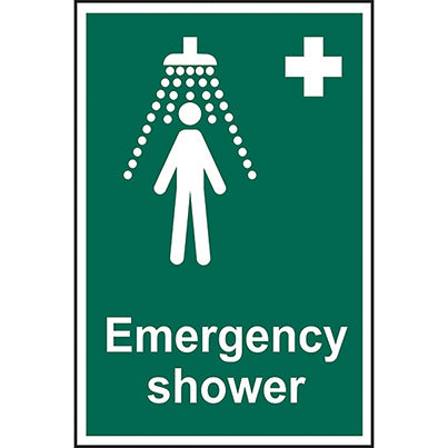Self-Adhesive PVC "Emergency Shower" Sign 200mm x 300mm
