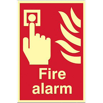 Self-Adhesive PVC Photoluminescent "Fire Alarm" Sign 200mm x 300mm