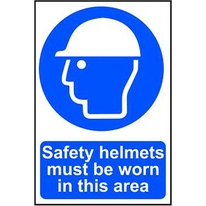 Self-Adhesive PVC "Safety Helmet Must…" Sign 400mm x 600mm