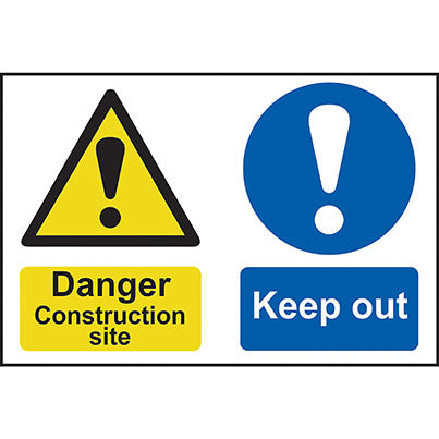Self-Adhesive PVC "Danger Construction Site/Keep Out" Sign 600mm x 400mm