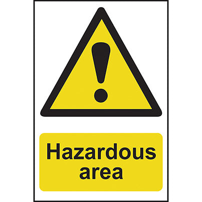 Self-Adhesive PVC "Hazardous Area" Sign 400mm x 600mm