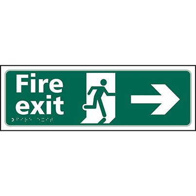 Taktyle Self-Adhesive "Fire Exit" Sign 450mm x 150mm