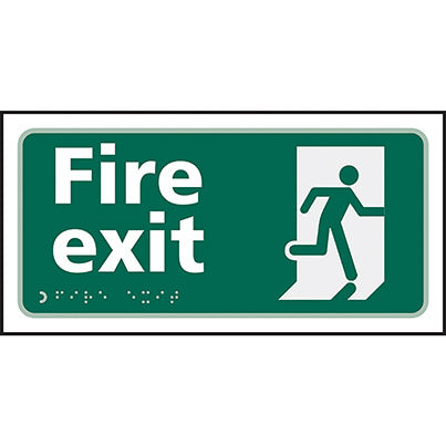 Taktyle Self-Adhesive "Fire Exit" Braille Sign 300mm x 150mm