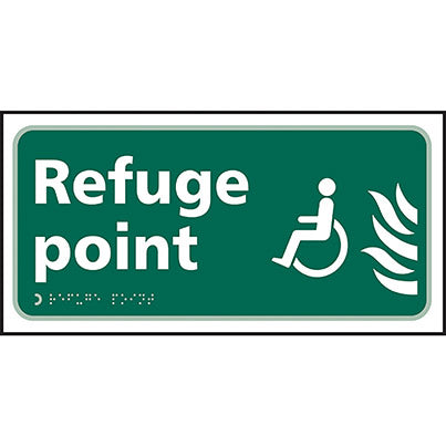 Taktyle Self-Adhesive Disabled "Refuge Point" Braille Sign 300mm x 150mm