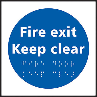 Taktyle Self-Adhesive "Fire Exit Keep Clear" Braille Sign 150mm x 150mm